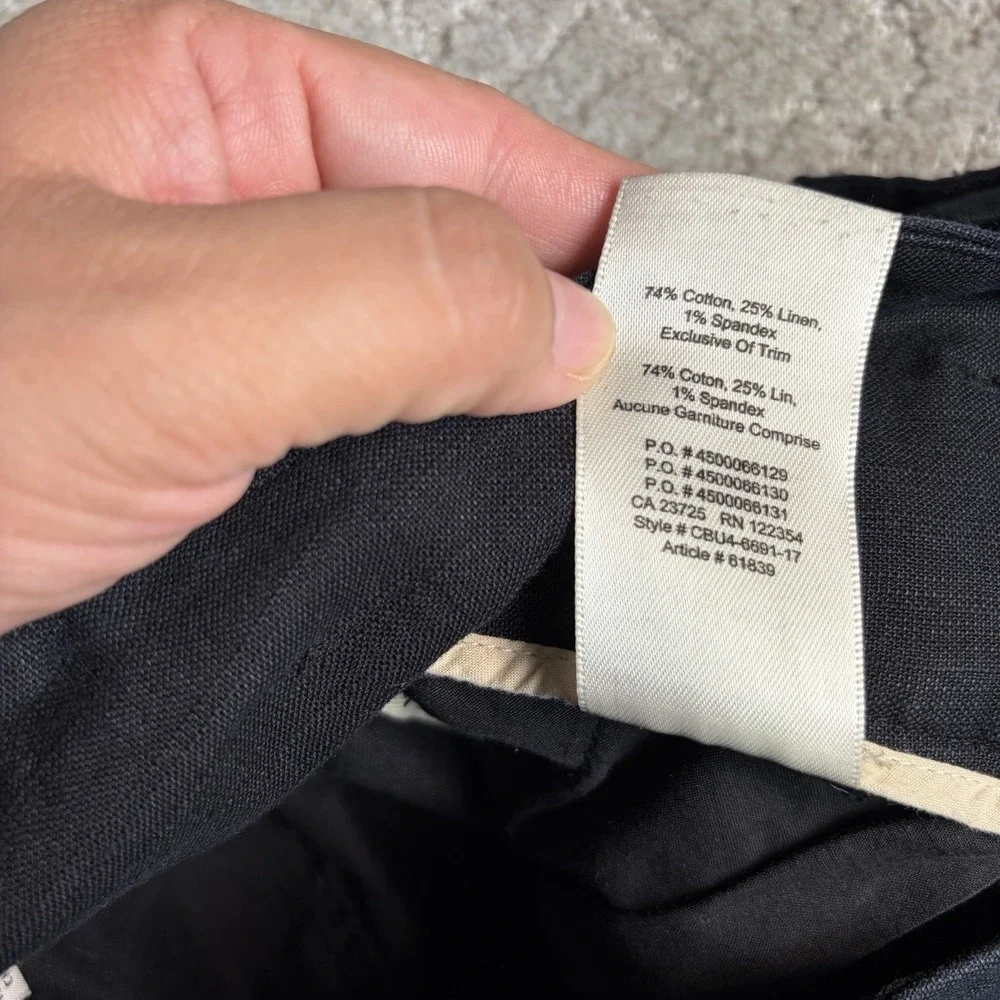 Aritzia Wilfred Paperbag Waist Pants Size 0 Black Cotton Linen Blend Cropped Tie